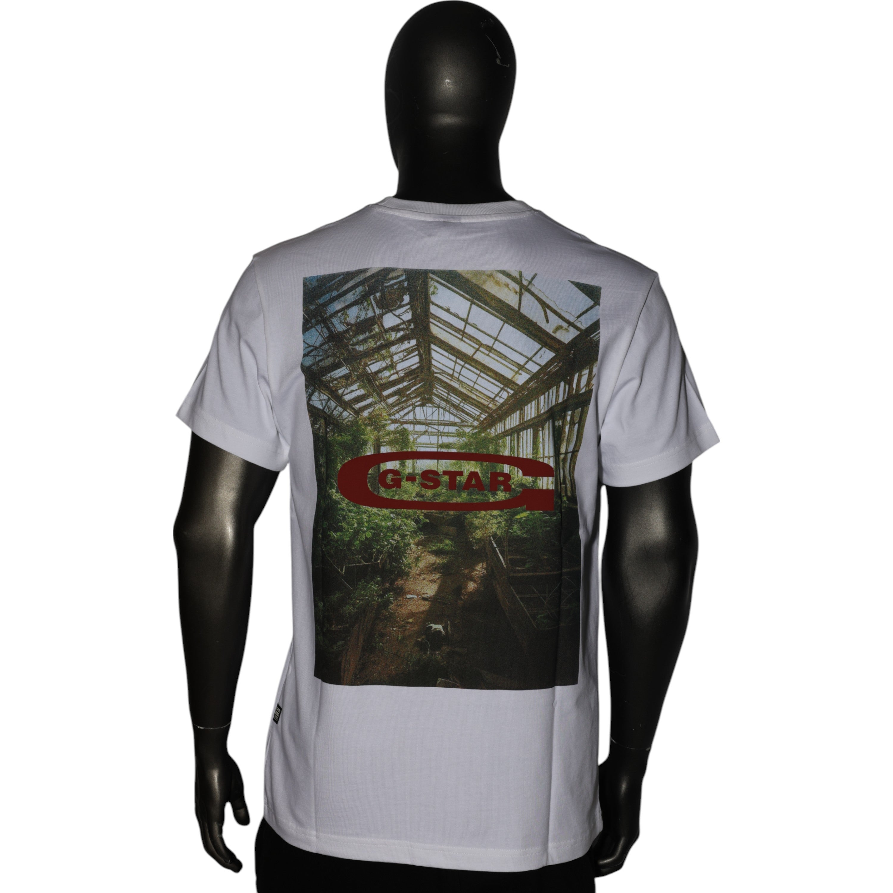 G-Star T-Shirt Photo Print White Green House